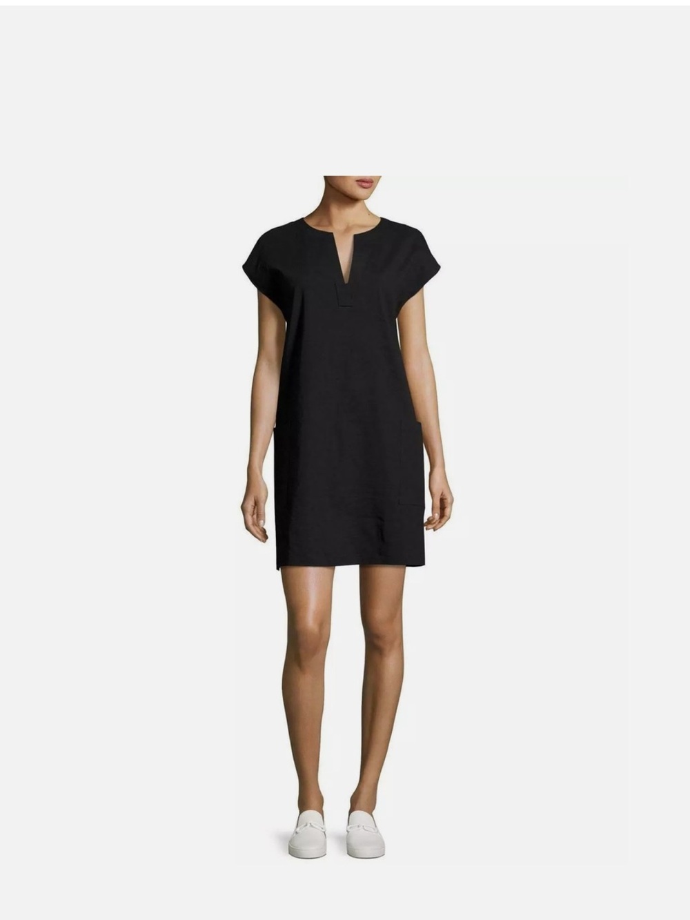 THEORY Saturnina Eco Crunch Wash Linen-blend Shift Dress In Black
